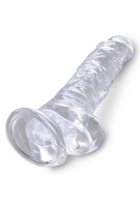 King Cock 8 Inch Cock w Balls Transparent - Dildo z przyssawką