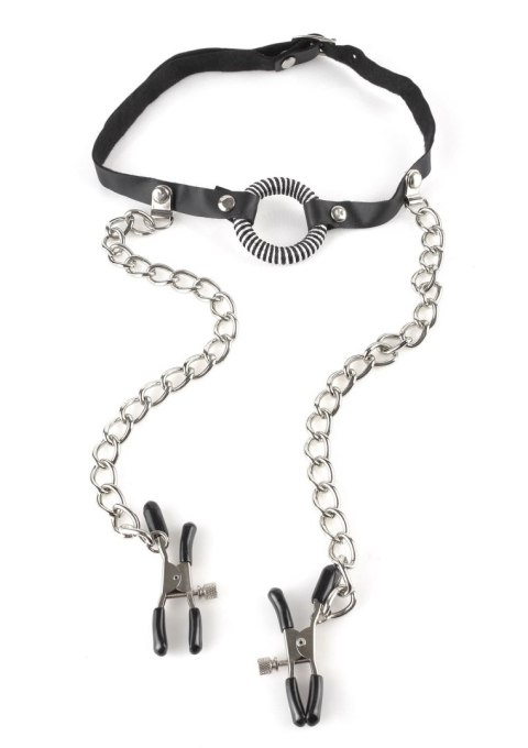 O-Ring Gag Nipple Clamps Black - Zaciski do sutków