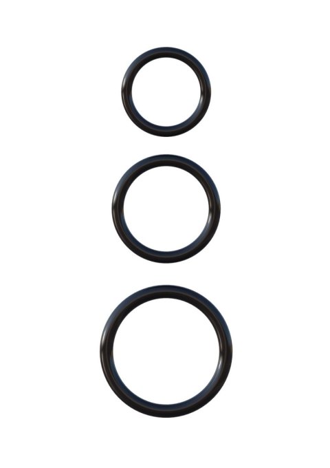 Silicone 3-Ring Stamina Set Black - pierścień erekcyjny