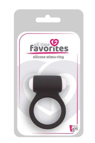 ALL TIME FAVORITES SILICONE STIMU-RING BLACK - Wibrujący pierścień erekcyjny