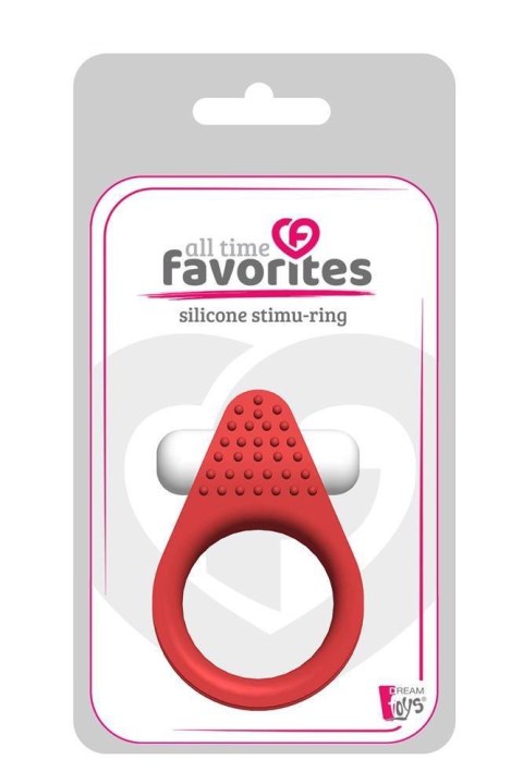 ALL TIME FAVORITES SILICONE STIMU-RING RED - Wibrujący pierścień erekcyjny