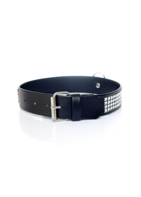 Fetish B - Series Collar with crystals 3 cm silver