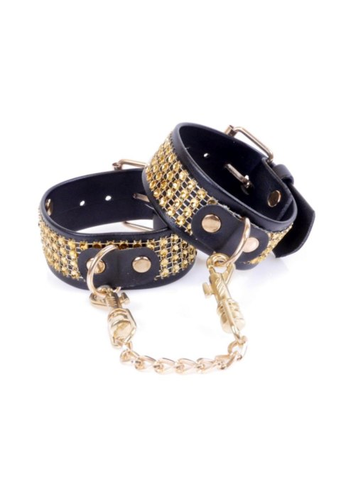 Fetish B - Series Handcuffs with cristals 3 cm Gold - Kajdanki na ręce