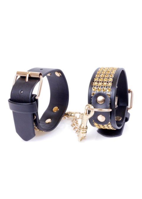 Fetish B - Series Handcuffs with cristals 3 cm Gold - Kajdanki na ręce