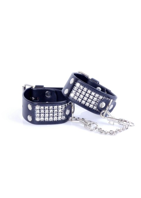 Fetish B - Series Handcuffs with cristals 3 cm Silver - Kajdanki na ręce