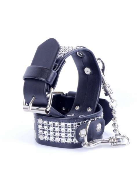 Fetish B - Series Handcuffs with cristals 3 cm Silver - Kajdanki na ręce