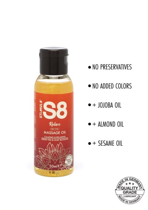 S8 Massage Oil 50ml Green Tea & Lilac Blossom - Olejek do masażu