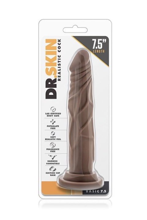 DR. SKIN REALISTIC COCK 7.5 CHOCOLATE - Czarne dildo na przyssawce