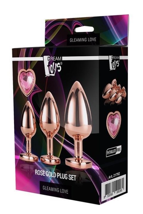 GLEAMING LOVE ROSE GOLD PLUG SET - Zestaw korków analnych