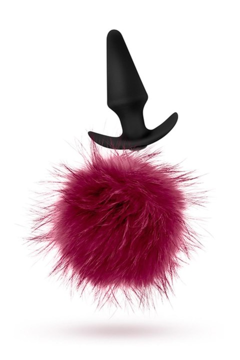 POM PLUGS FUR POM POM BURGUNDY - Korek analny z pomponem