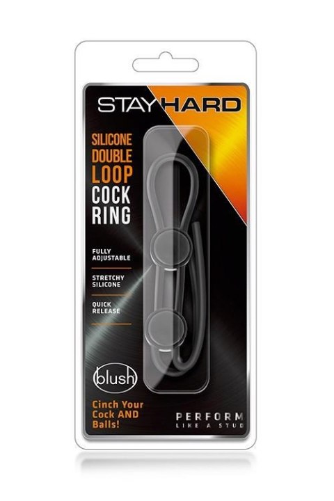 STAY HARD DOUBLE LOOP COCK RING BLACK - pierścień erekcyjny