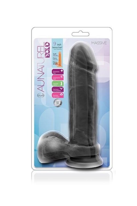 AU NATUREL BOLD MASSIVE 9INCH DILDO - Czarne dildo na przyssawce