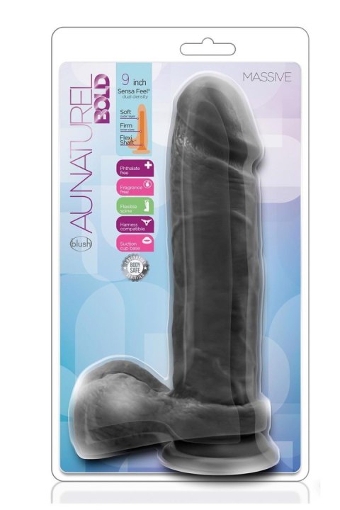 AU NATUREL BOLD MASSIVE 9INCH DILDO - Czarne dildo na przyssawce