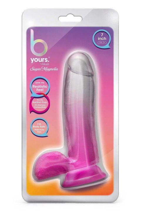 B YOURS SUGAR MAGNOLIA 7 INCH DILDO FUCHSIA - Dildo z przyssawką