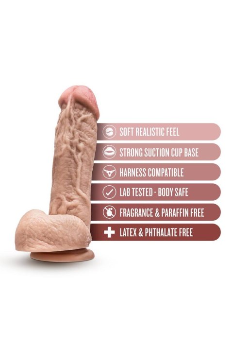 DR. SKIN MR. D 8.5 INCH DILDO WITH BALLS BEIGE - Realistyczne dildo na przyssawce