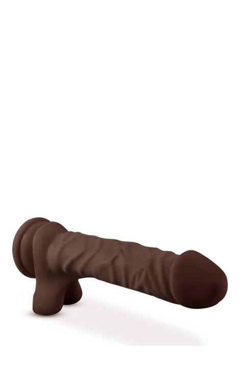 DR. SKIN PLUS 9 INCH POSABLE DILDO WITH BALLS CHOCOLATE