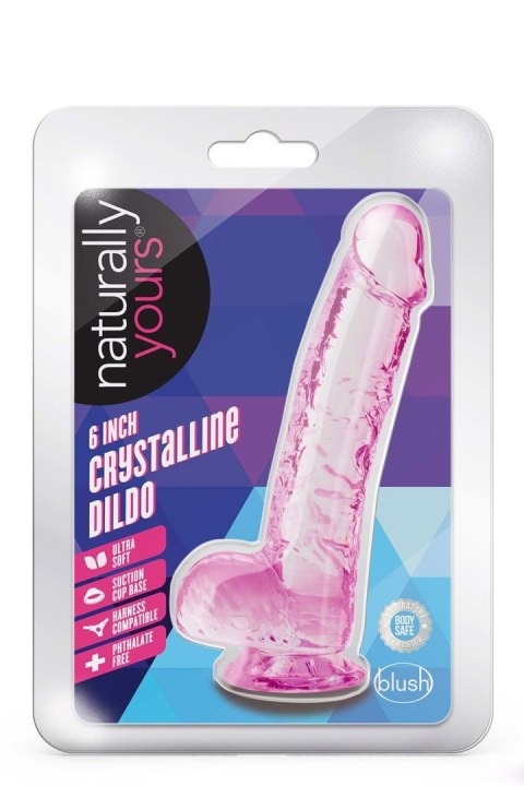 NATURALLY YOURS  6" CRYSTALLINE DILDO ROSE - Dildo z przyssawką