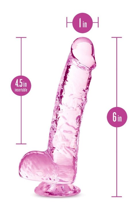 NATURALLY YOURS  6" CRYSTALLINE DILDO ROSE - Dildo z przyssawką