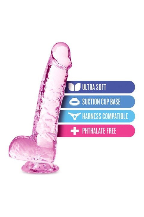 NATURALLY YOURS  6" CRYSTALLINE DILDO ROSE - Dildo z przyssawką