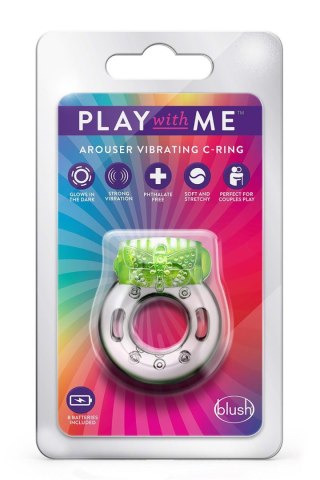 PLAY WITH ME AROUSER VIBRATING C-RING GREEN - Wibrujący pierścień erekcyjny