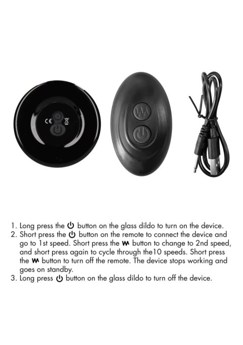 Pluggy - With Suction Cup and Remote - 10 Speed - Black - Szklany korek analny