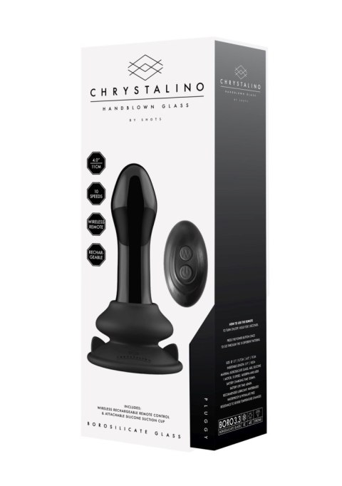 Pluggy - With Suction Cup and Remote - 10 Speed - Black - Szklany korek analny