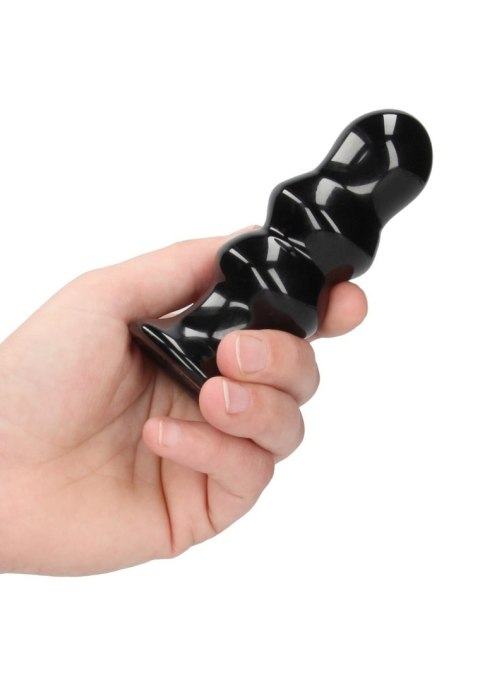 Ribbly - With Suction Cup and Remote - 10 Speed - Black - Szklany korek analny