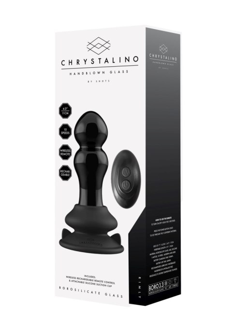 Rimly - With Suction Cup and Remote - 10 Speed - Black - Szklany korek analny