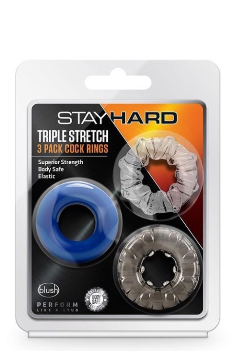 STAY HARD TRIPLE STRETCH 3PACK COCKRINGS - pierścień erekcyjny