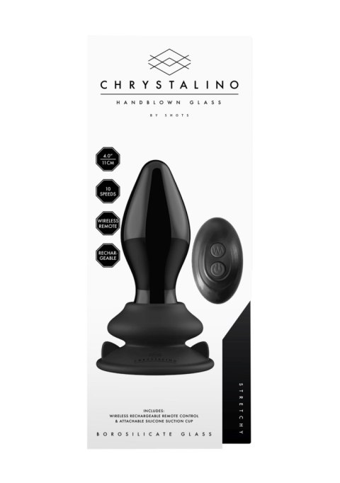 Stretchy - With Suction Cup and Remote - 10 Speed - Black - Szklany korek analny