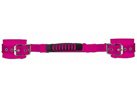 Adjustable Leather Handcuffs - Pink - Kajdanki na ręce