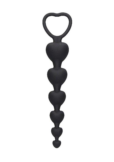 Anal Heart Beads - Black - Koraliki analne