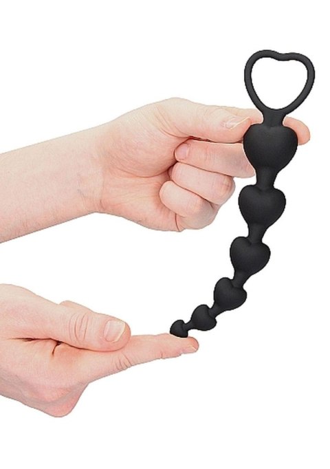 Anal Heart Beads - Black - Koraliki analne