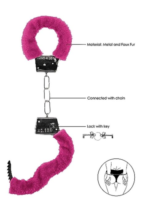 Beginner""s Handcuffs Furry - Pink - Kajdanki z futerkiem