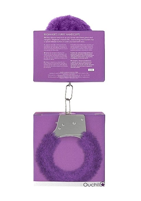 Beginner""s Handcuffs Furry - Purple - Kajdanki z futerkiem