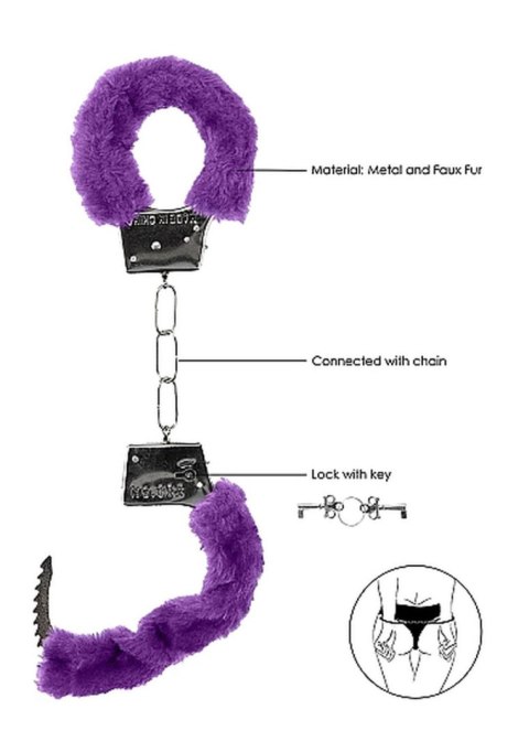 Beginner""s Handcuffs Furry - Purple - Kajdanki z futerkiem