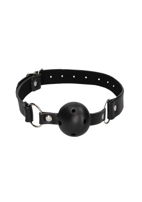 Breathable Ball Gag - With Bonded Leather Straps - Knebel z kulką