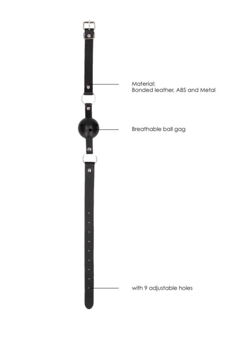 Breathable Ball Gag - With Bonded Leather Straps - Knebel z kulką