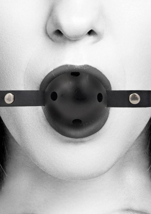 Breathable Ball Gag - With Bonded Leather Straps - Knebel z kulką