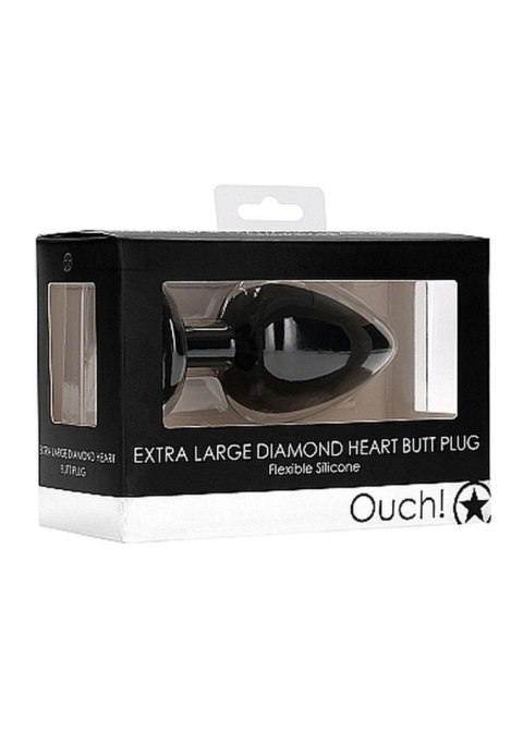 Diamond Heart Butt Plug - Extra Large - Black - Korek analny, zatyczka analna