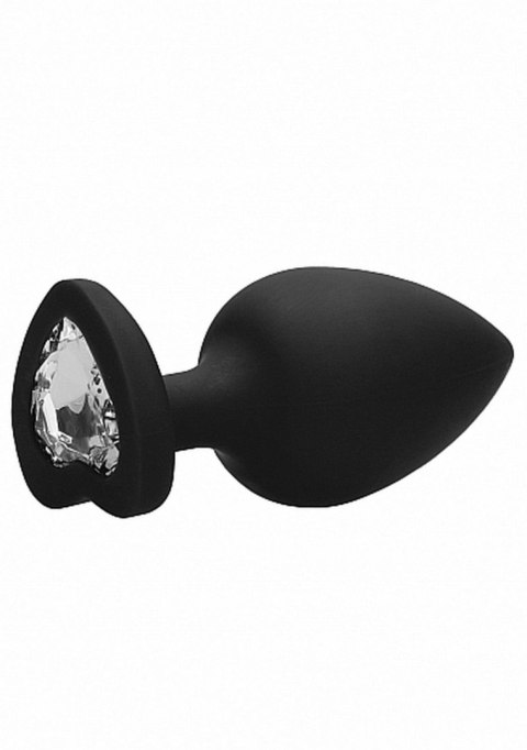 Diamond Heart Butt Plug - Extra Large - Black - Korek analny, zatyczka analna