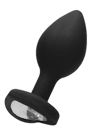 Diamond Heart Butt Plug - Large - Black - Korek analny, zatyczka analna