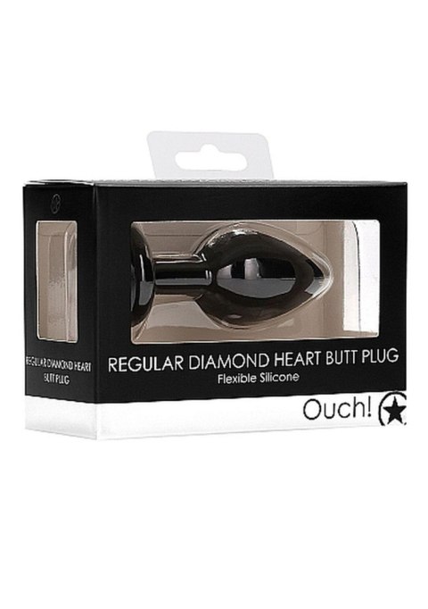 Diamond Heart Butt Plug - Regular - Black - Korek analny, zatyczka analna