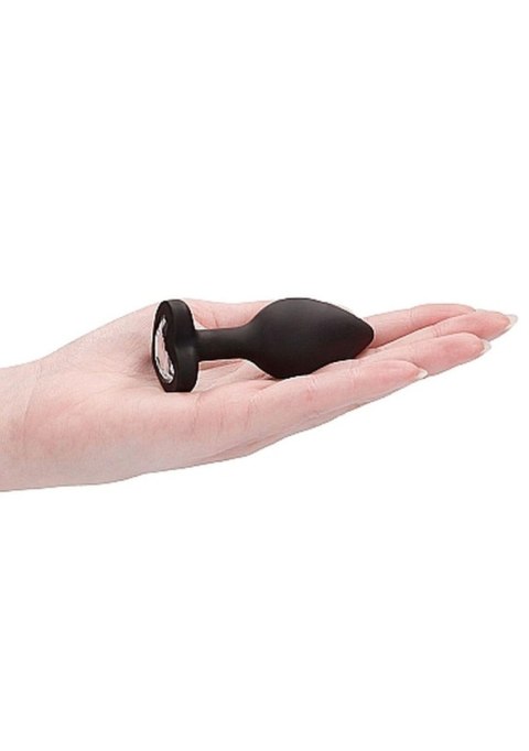 Diamond Heart Butt Plug - Regular - Black - Korek analny, zatyczka analna