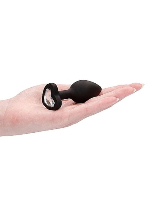 Diamond Heart Butt Plug - Regular - Black - Korek analny, zatyczka analna