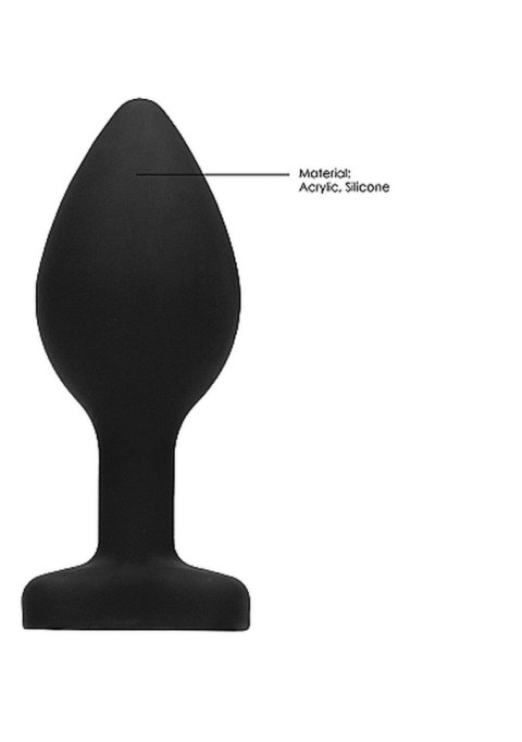 Diamond Heart Butt Plug - Regular - Black - Korek analny, zatyczka analna