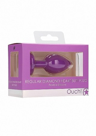 Diamond Heart Butt Plug - Regular - Purple - Korek analny, zatyczka analna