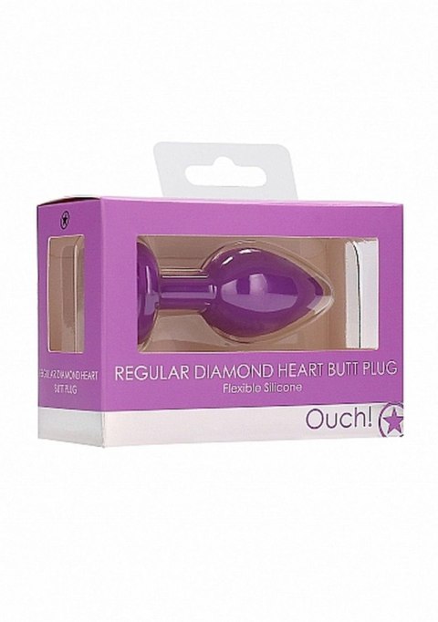 Diamond Heart Butt Plug - Regular - Purple - Korek analny, zatyczka analna