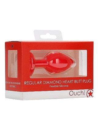 Diamond Heart Butt Plug - Regular - Red - Korek analny, zatyczka analna