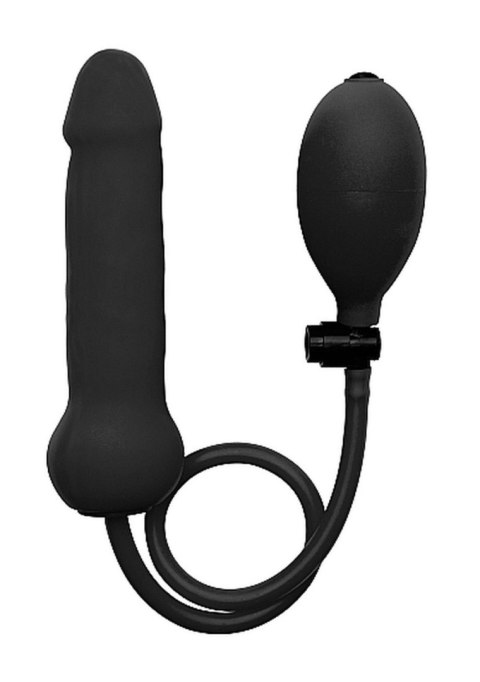 Inflatable Silicone Dong - Black - Czarne realistyczne dildo